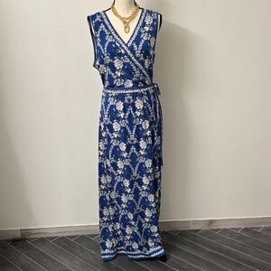 Max Studio Blue and White  Patterned Maxi Dress